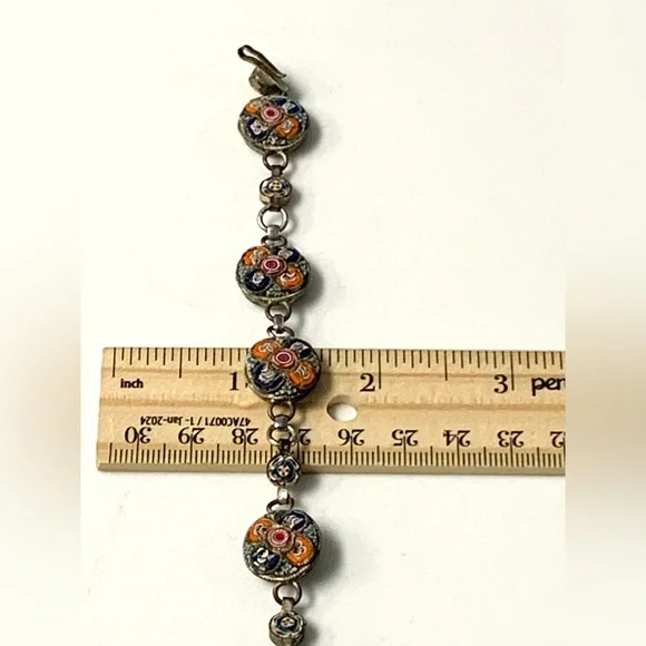 RARE - Antique Vintage ITALY Micro Mosaic Bracelet size 6.3/4” - Picture 13 of 13